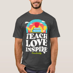 Camiseta Ensinar Amor Inspira Professora Life Vintage Rainb