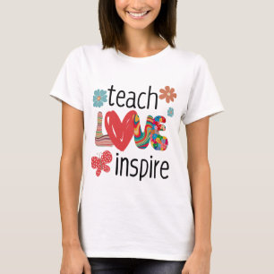Camiseta Ensinar Amor Inspire boho cores presente para prof