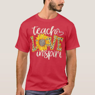 Camiseta Ensinar Amor Inspire Girassol Canto Leopardo Cheet