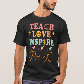 Camiseta Ensinar Amor Inspire Pré K História Professora Esl
