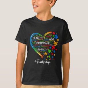 Camiseta Ensinar Autismo Cardíaco do Professor de Amor