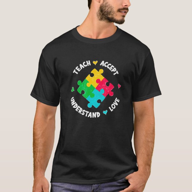 Camiseta Ensinar Autismo Do Professor De Amor Awaren (Frente)