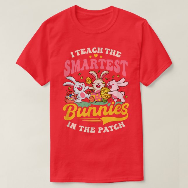 Camiseta Ensinar Bunnies Mais Inteligentes Em Patch Design  (Frente do Design)