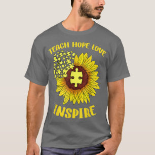 Camiseta Ensinar Esperança Amor Inspira Autismo Sunflower C