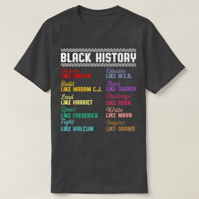 Camiseta Ensinar História Negra Líderes de História Negra M (Frente do Design)