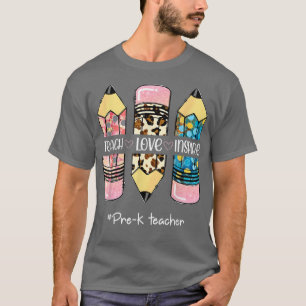 Camiseta Ensinar Lápis De Amor Lápis-Leopardo Cute Pré-Ensi