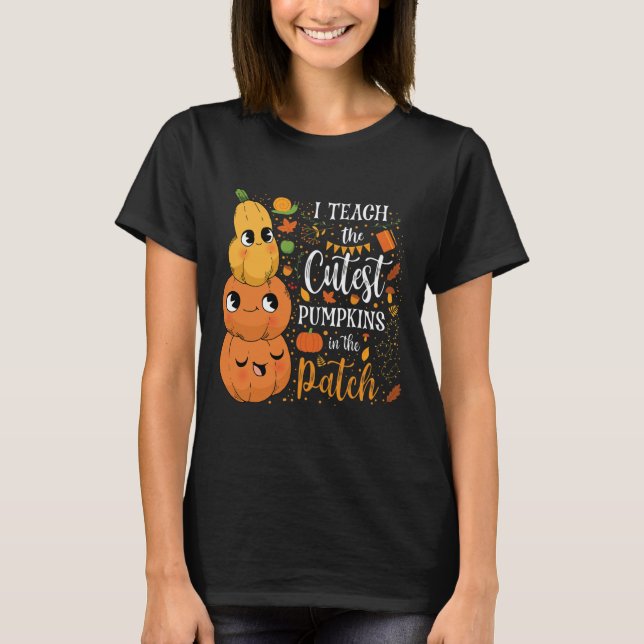Camiseta Ensinar Uma Queda Corajosa Pumpkin No Professor De (Frente)