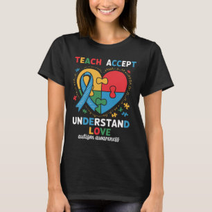 Camiseta Ensine Aceite Entenda Amor Professor Coração Autis
