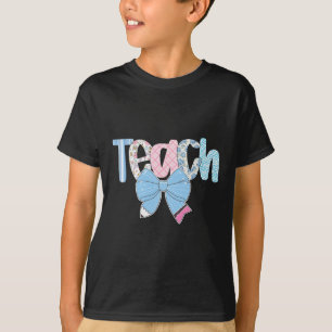Camiseta Ensine Coquette Laço Professora Feliz Primeiro Dia