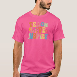 Camiseta Ensine Retro Amor Inspire Voltar à Escola Professo
