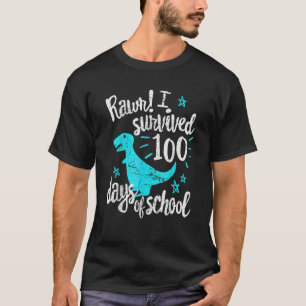 Camiseta Ensino 100º Dia, Rawr I Sobreviveu 100 Dias