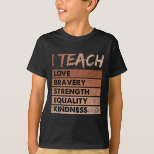 Camiseta Ensino Amar Força Bravery História Negra Mês