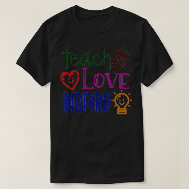Camiseta Ensino, Amor, Inspiração, Professor, Ensino, Volta (Frente do Design)
