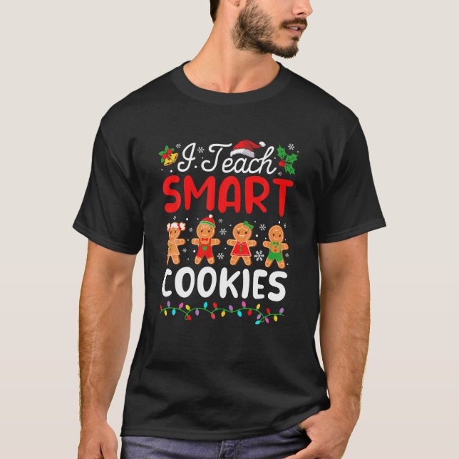 Camiseta Ensino Biscoitos Inteligentes Xmas de Natal para P (Frente)