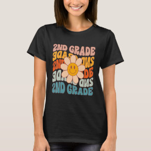 Camiseta Ensino Colorido Colorido de Ângulo Retro Daisy Gro