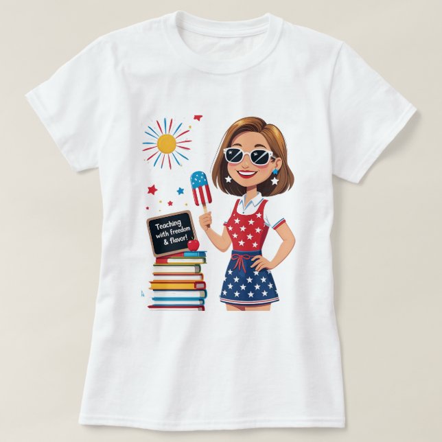 Camiseta Ensino com Liberdade e Flavor - 4 de julho Profess (Frente do Design)