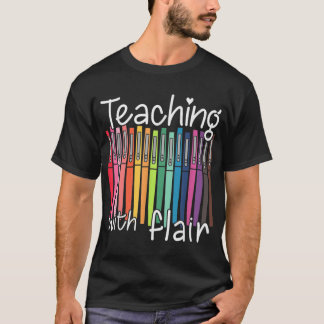 Camiseta Ensino Com Professora De Canetas De Flair De Volta