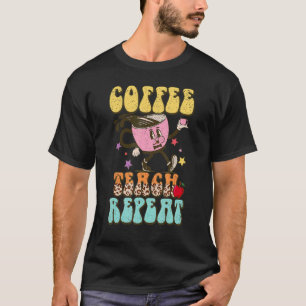 Camiseta Ensino de Café Repetir Professor de Mascote Leopar