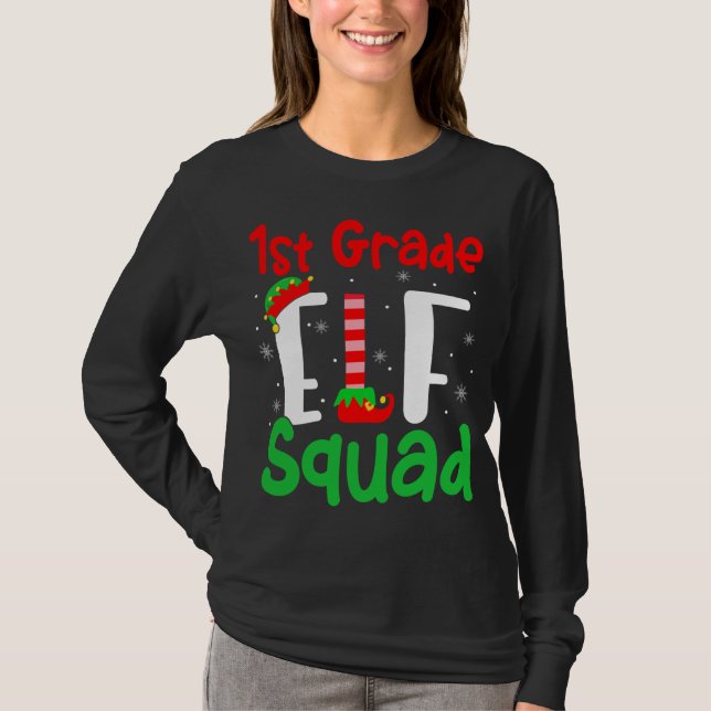 Camiseta Ensino de Crianças de Natal Engraçado no Quadrado  (Frente)