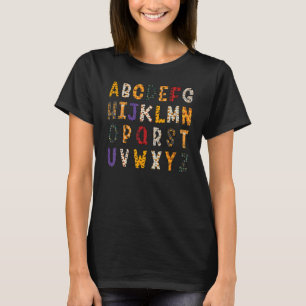 Camiseta Ensino do Alfabeto Halloween Jardim de Infância Pr