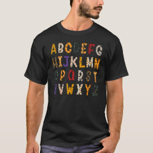 Camiseta Ensino do Alfabeto Halloween Jardim de Infância Pr