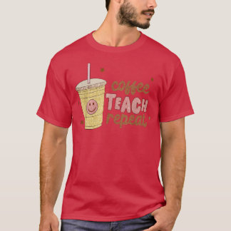 Camiseta Ensino do Café Repetir Retro Feliz Face Internacio