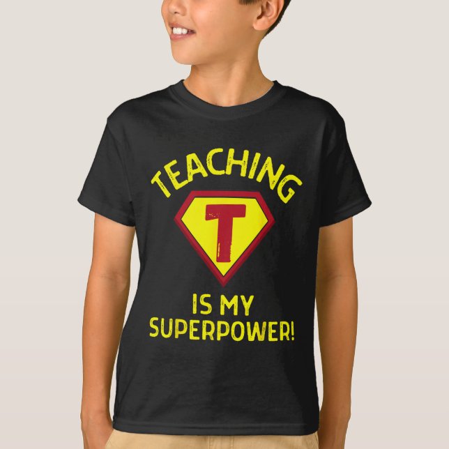 Camiseta Ensino é meu superpoder - Professor primário diver (Frente)