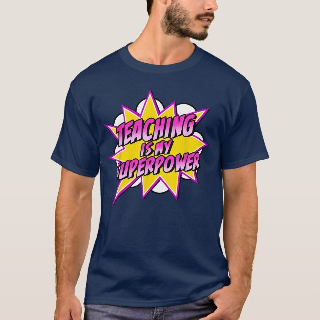 Camiseta Ensino é Meu Superpoder Retro Quadrinho Supereache (Frente)