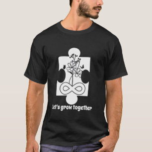 Camiseta Ensino Especial Floral Peça de Puzzle Autismo Ensi