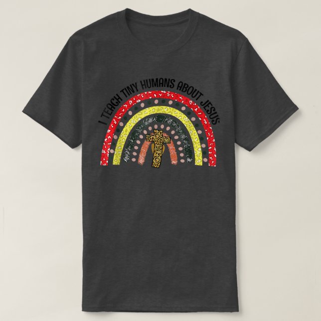 Camiseta Ensino Humanos Pequenos Sobre Jesus Cristo Crença  (Frente do Design)
