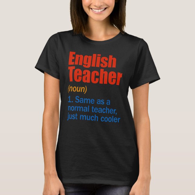 Camiseta Ensino Inglês Definição De Volta À Escola Primeiro (Frente)