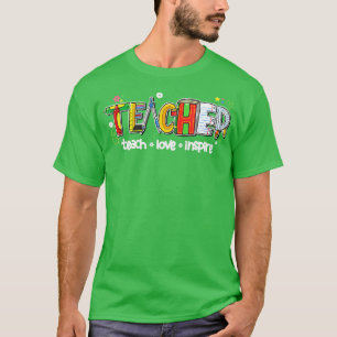 Camiseta Ensino Inspira Ama Professora Encantada De Volta A