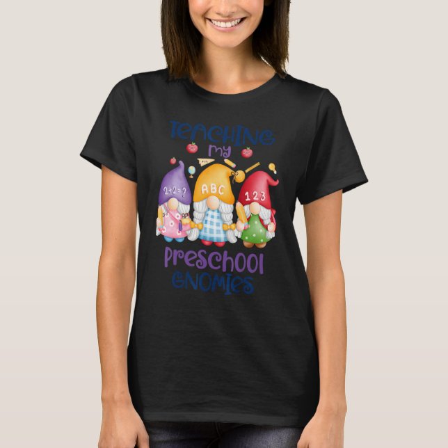 Camiseta Ensino meus nômadas pré-escolares Ensina Três Gnom (Frente)