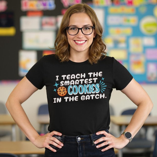Camiseta Ensino Os Cookies Mais Inteligentes No Azul De Bat (I Teach The Smartest Cookies In The Batch Blue T-Shirt)
