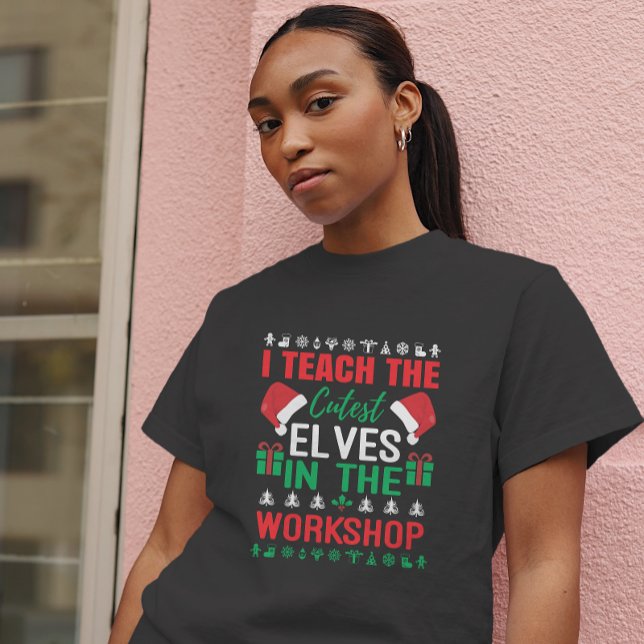 Camiseta Ensino os pequenos elfos mais bonitos no workshop (Criador carregado)