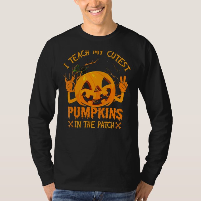 Camiseta Ensino Os Pumpkins Mais Bonitos No Hallowee Da Pat (Frente)