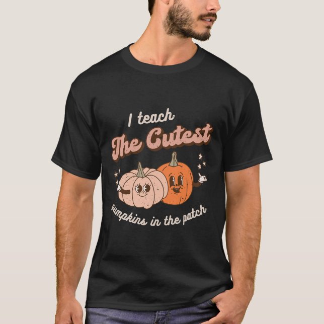 Camiseta Ensino Os Pumpkins Mais Bonitos No Patch Retro Tea (Frente)