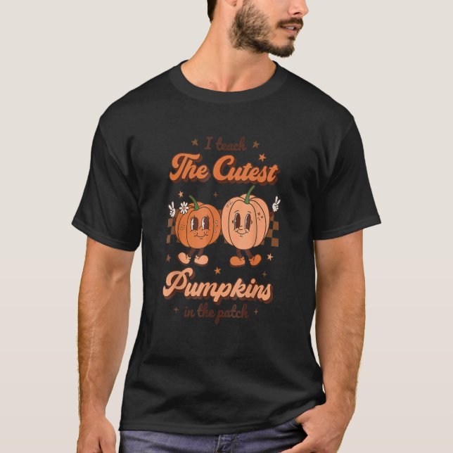 Camiseta Ensino Os Pumpkins Mais Bonitos No Patch Retro Tea (Frente)