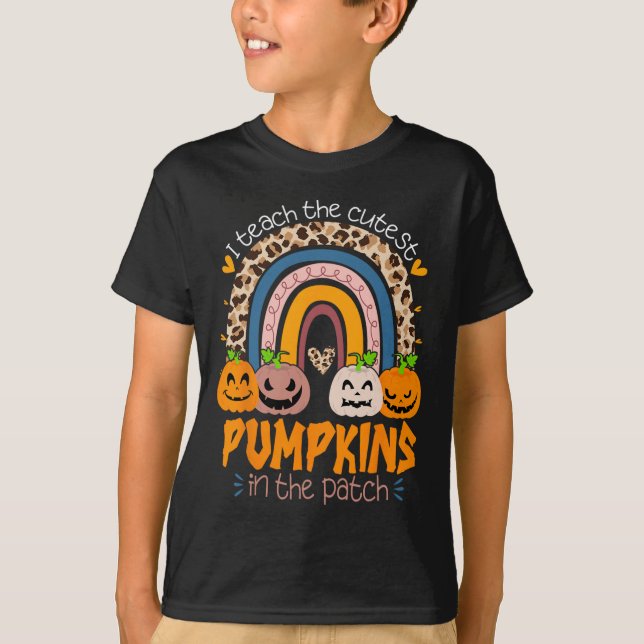 Camiseta Ensino Os Pumpkins Mais Bonitos No Patch Retro Tea (Frente)