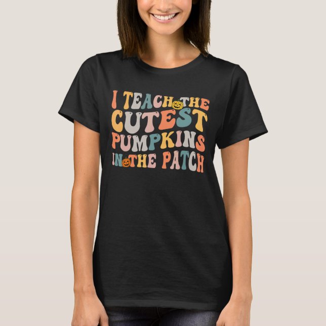 Camiseta Ensino Os Pumpkins Mais Bonitos No Patch Retro Tea (Frente)