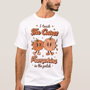 Camiseta Ensino Os Pumpkins Mais Bonitos No Patch Retro Tea