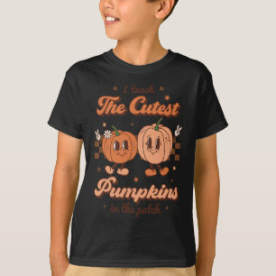 Camiseta Ensino Os Pumpkins Mais Bonitos No Patch Retro Tea