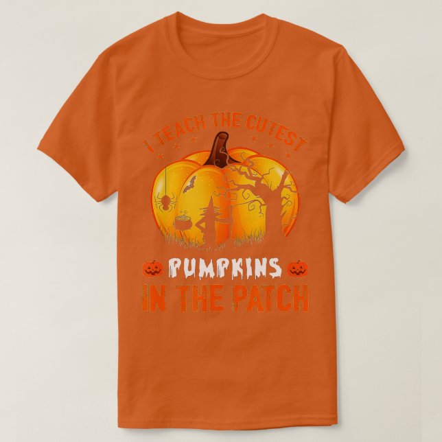 Camiseta Ensino os Pumpkins mais fofos no Patch, Professor  (Frente do Design)