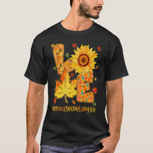 Camiseta Ensino Secreto Vida Adorável Queda Sunflower Happy
