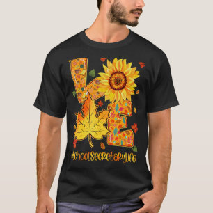 Camiseta Ensino Secreto Vida Adorável Queda Sunflower Happy