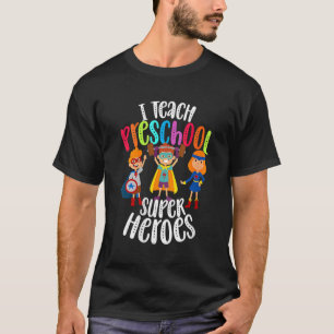 Camiseta Ensino Super-Heróis Da Pré-Escola De Volta Ao Ensi