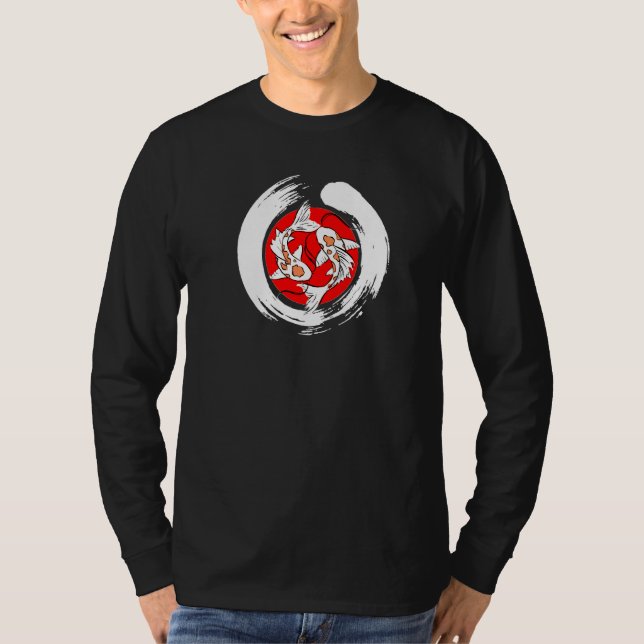 Camiseta Enso Circle Koi Fish Japonês Art Ukiyo-E Yin Yang (Frente)