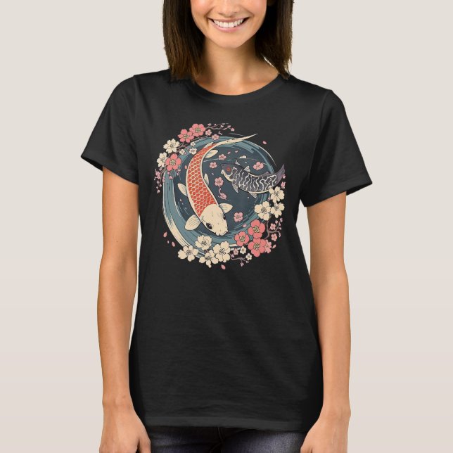 Camiseta Enso círculo Koi Fish Pond (Frente)