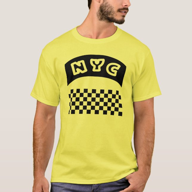Camiseta Entalhe de NYC com tabuleiro de damas e bandeira (Frente)