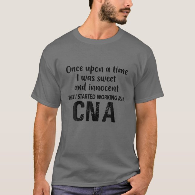 Camiseta Então comecei a trabalhar como enfermeira CNA RN L (Frente)